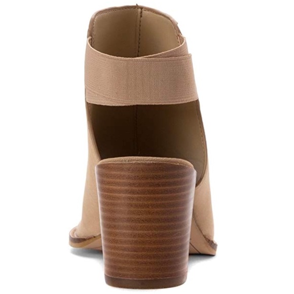 NIB Leather Stretch Ankle Band Peep Toe Booties - Picture 7 of 7